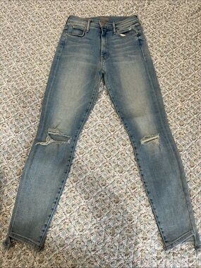 MOTHER Jeans the Stunner Zip Ankle Step Chew